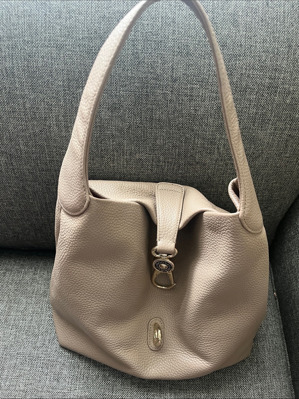 Dooney & Bourke Women's Taupe Pebbled Leather Hobo Bag